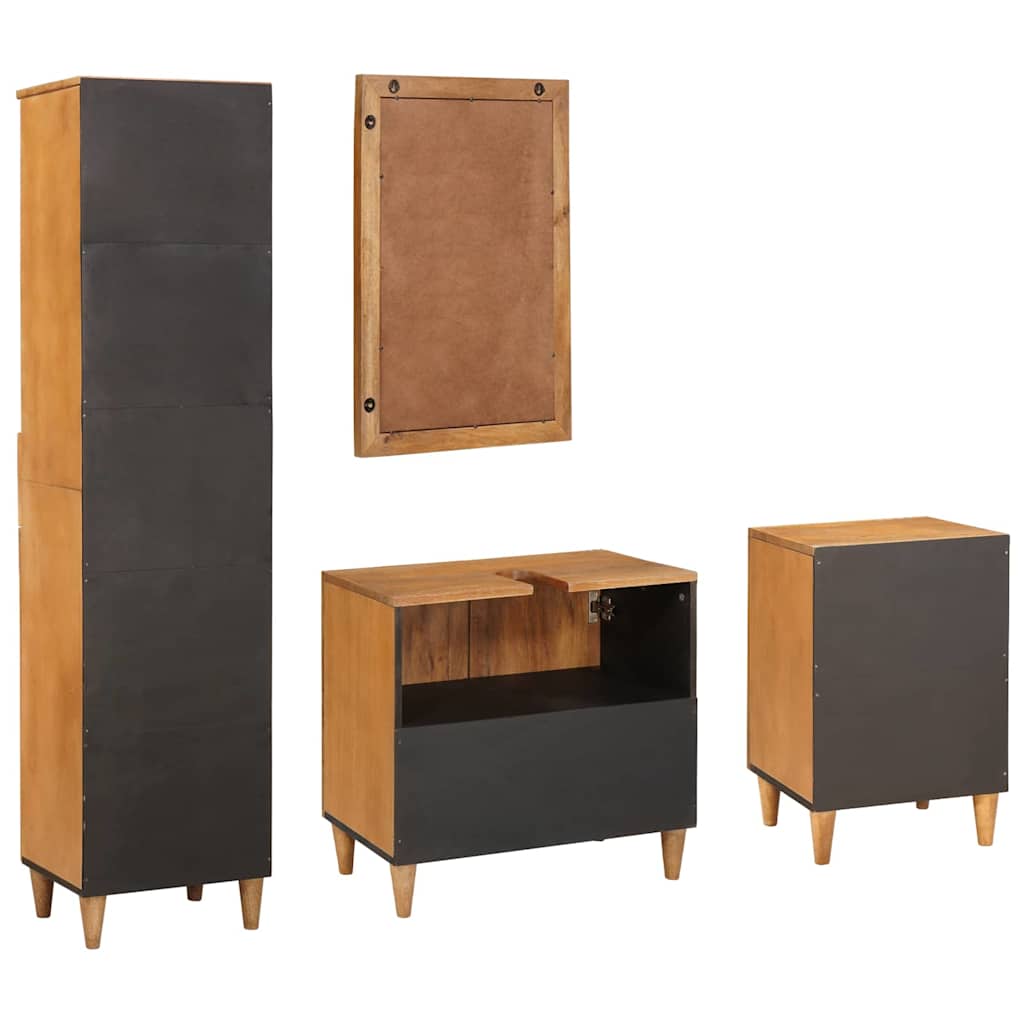 Badeværelsesmøbel sæt med skuffe 4 pcs Brun Konstrueret træ