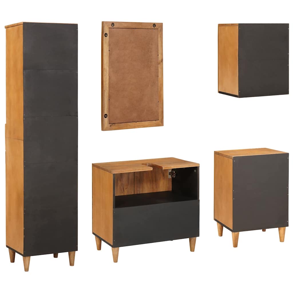 Badeværelsesmøbel sæt med skuffe 5 pcs Brun Konstrueret træ