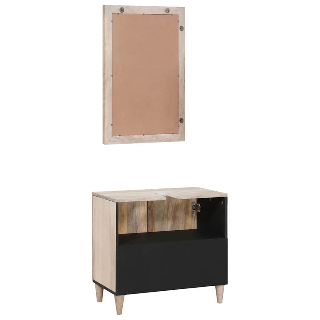 Badeværelsesmøbel sæt med hylde 2 pcs Hvid Konstrueret træ