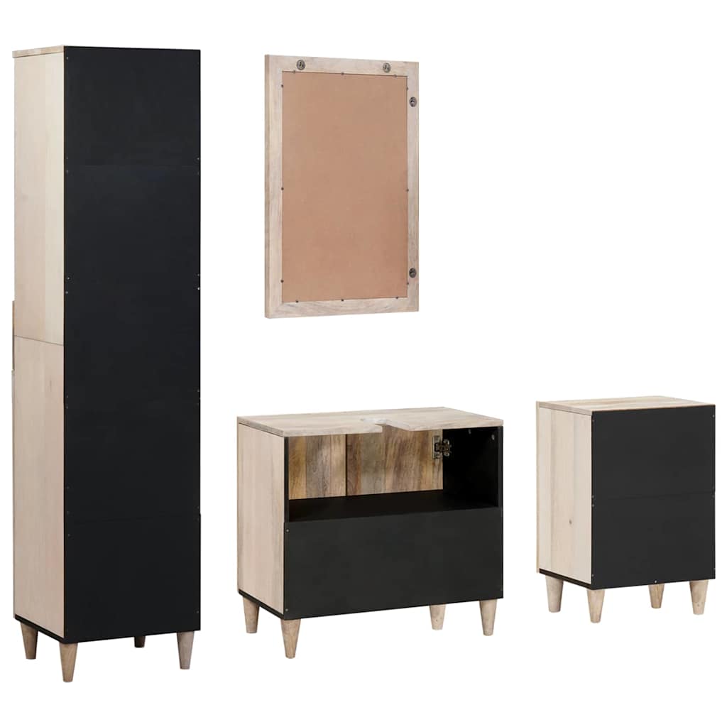 Badeværelsesmøbel sæt med skuffe 4 pcs Hvid Konstrueret træ