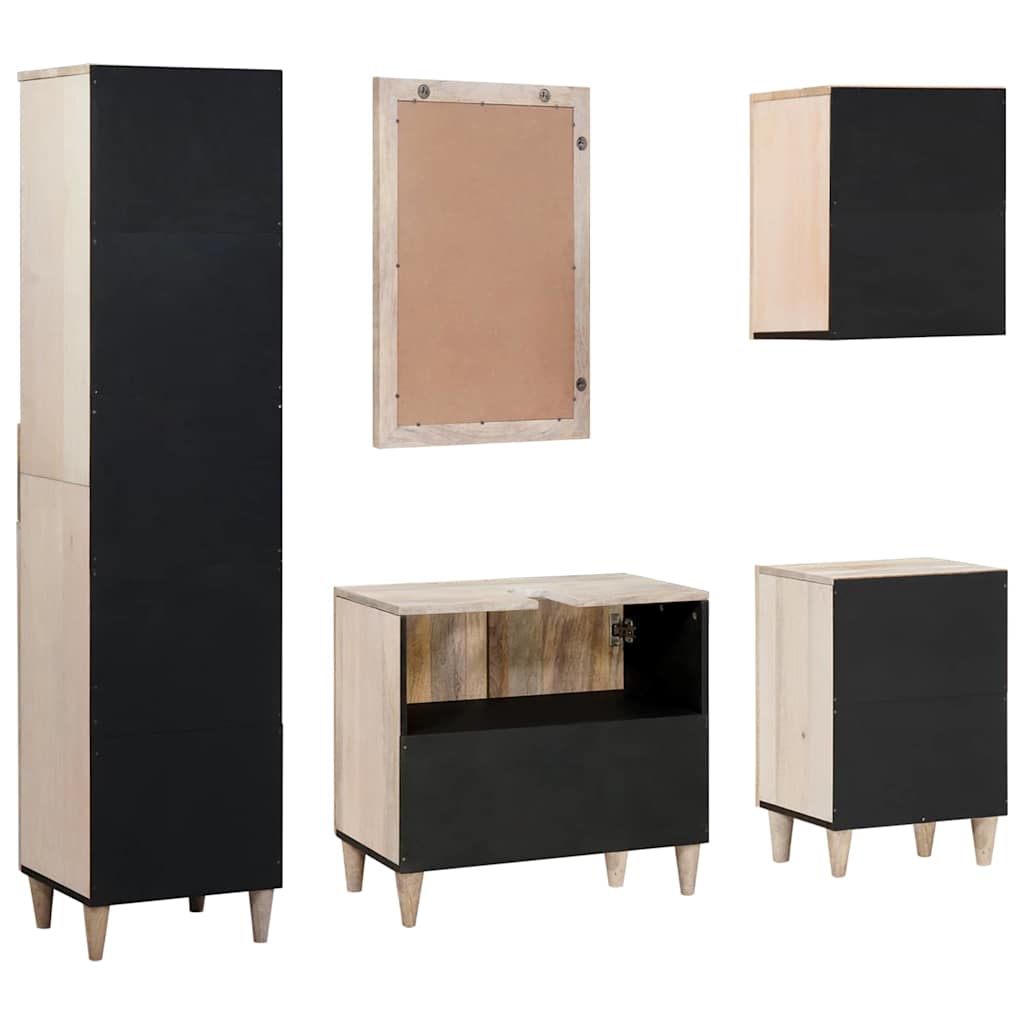 Badeværelsesmøbel sæt med skuffe 5 pcs Hvid Konstrueret træ