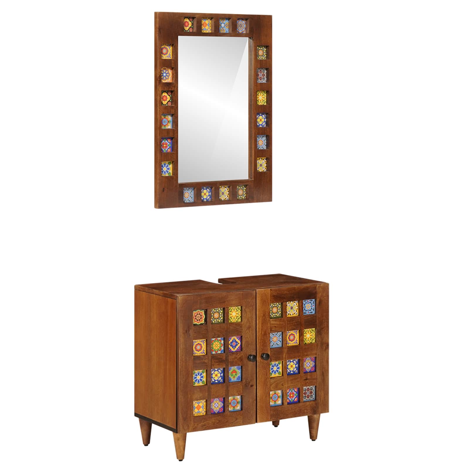 Badeværelsesmøbel sæt Vægmonteret 2 pcs Valnød Massivt mangotræ