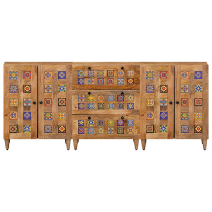 Sideboard 3 pcs Naturfarvet 60 x 33,5 x 75 cm Massivt mangotræ