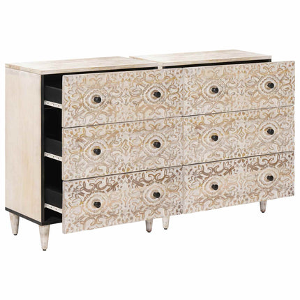 Sideboard 2 pcs Hvid 60 x 33,5 x 75 cm Massivt mangotræ