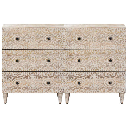 Sideboard 2 pcs Hvid 60 x 33,5 x 75 cm Massivt mangotræ