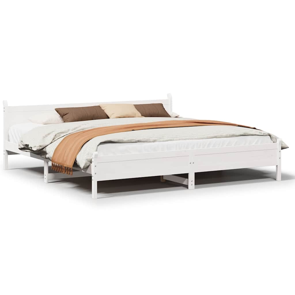 sengeramme uden madras 200x200 cm massivt fyrretræ hvid