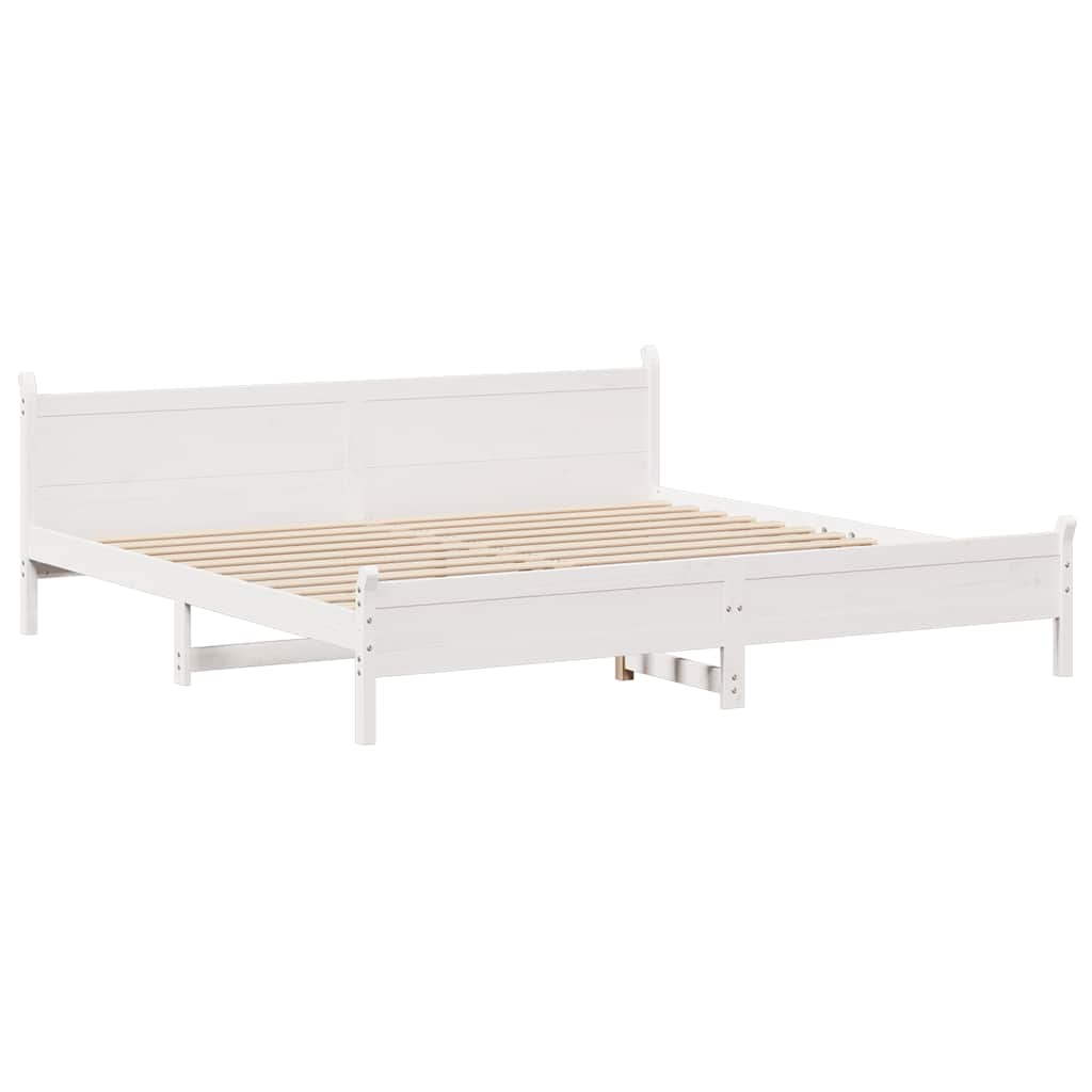 sengeramme uden madras 200x200 cm massivt fyrretræ hvid