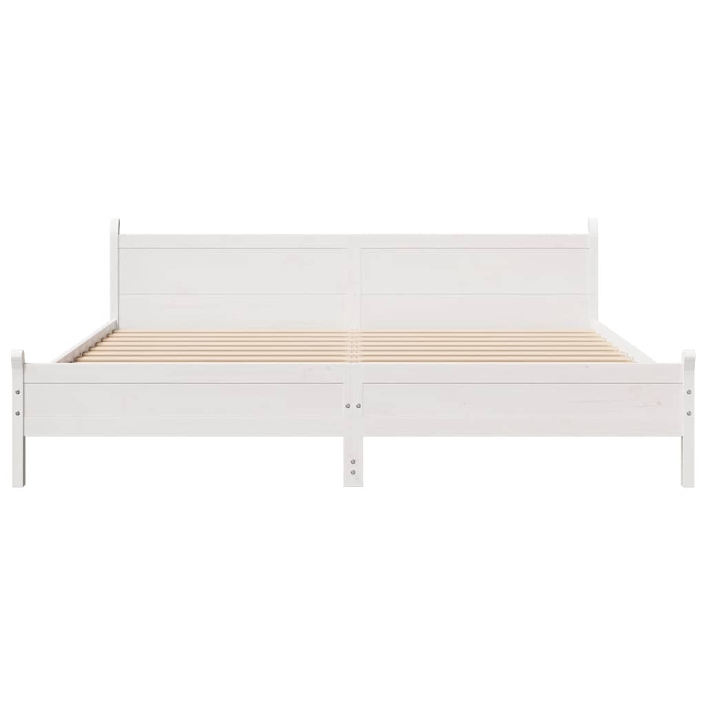 sengeramme uden madras 200x200 cm massivt fyrretræ hvid