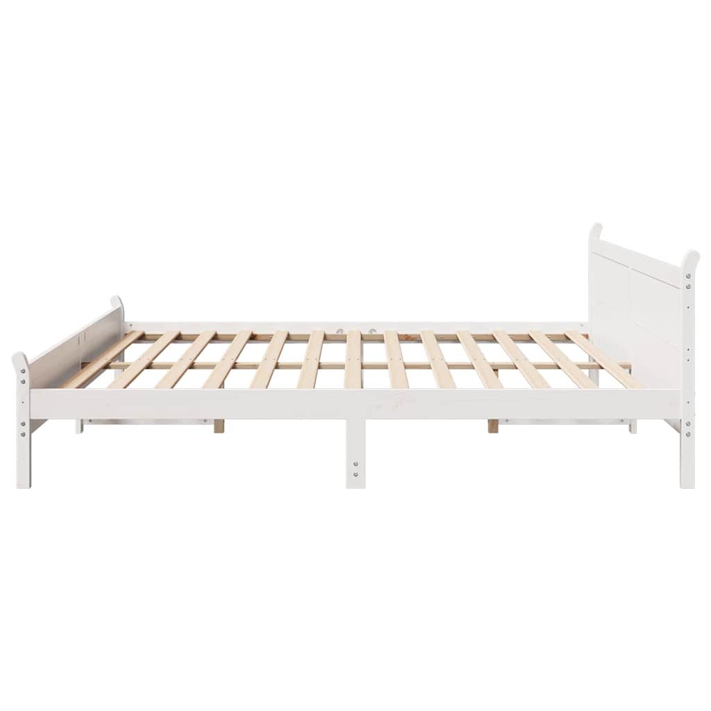 sengeramme uden madras 200x200 cm massivt fyrretræ hvid