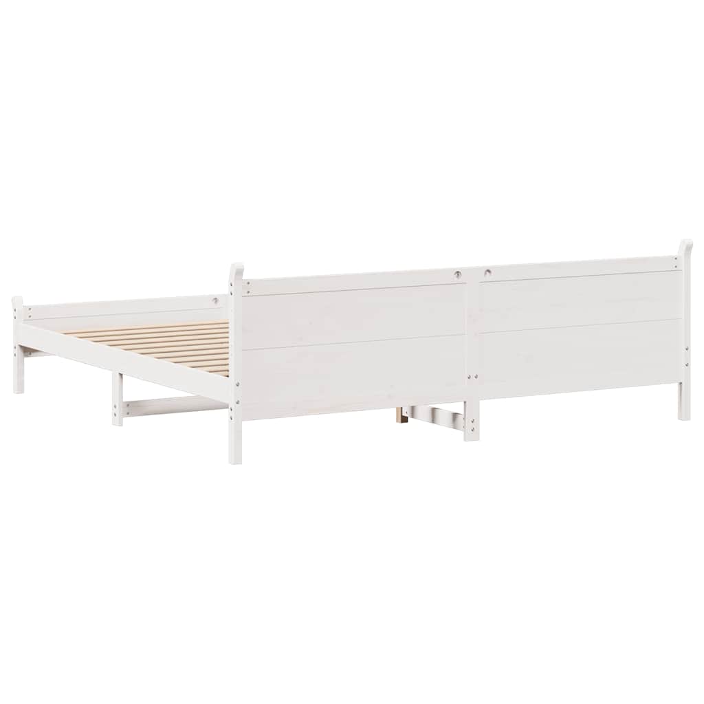 sengeramme uden madras 200x200 cm massivt fyrretræ hvid