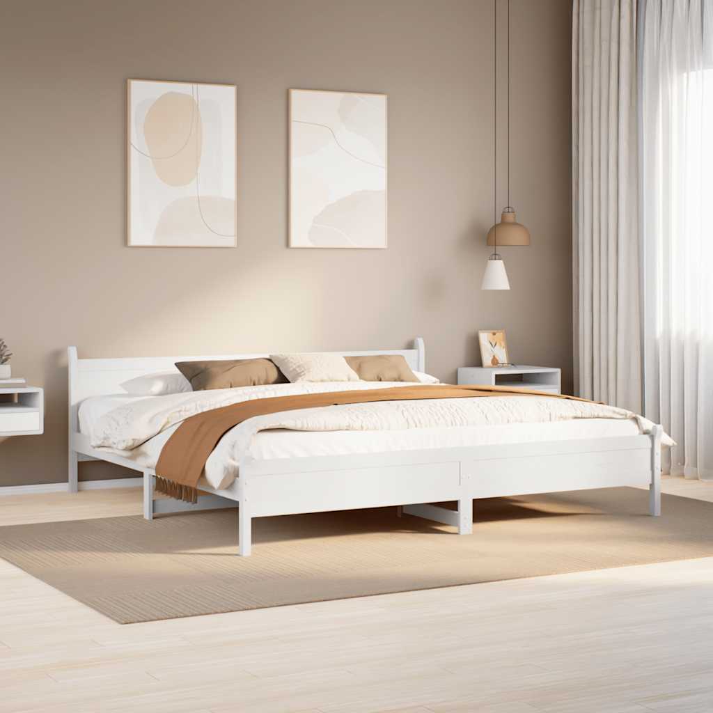 sengeramme uden madras 200x200 cm massivt fyrretræ hvid