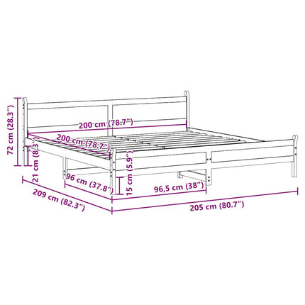 sengeramme uden madras 200x200 cm massivt fyrretræ gyldenbrun