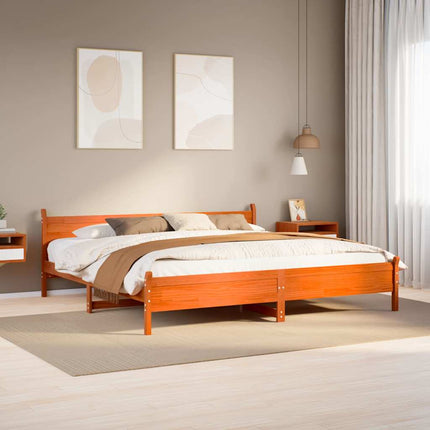 sengeramme uden madras 200x200 cm massivt fyrretræ gyldenbrun