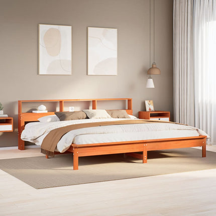 sengeramme uden madras 200x200 cm massivt fyrretræ gyldenbrun