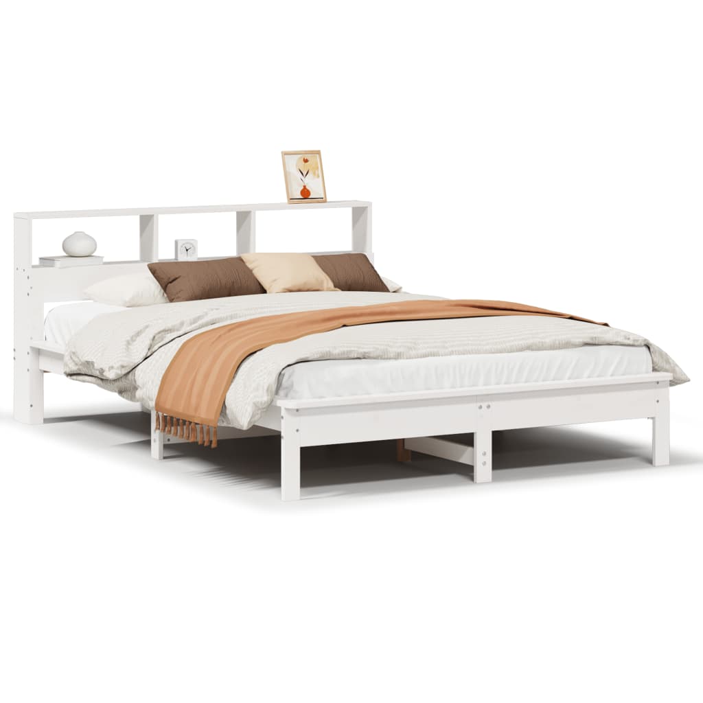 sengeramme uden madras 150x200 cm massivt fyrretræ hvid