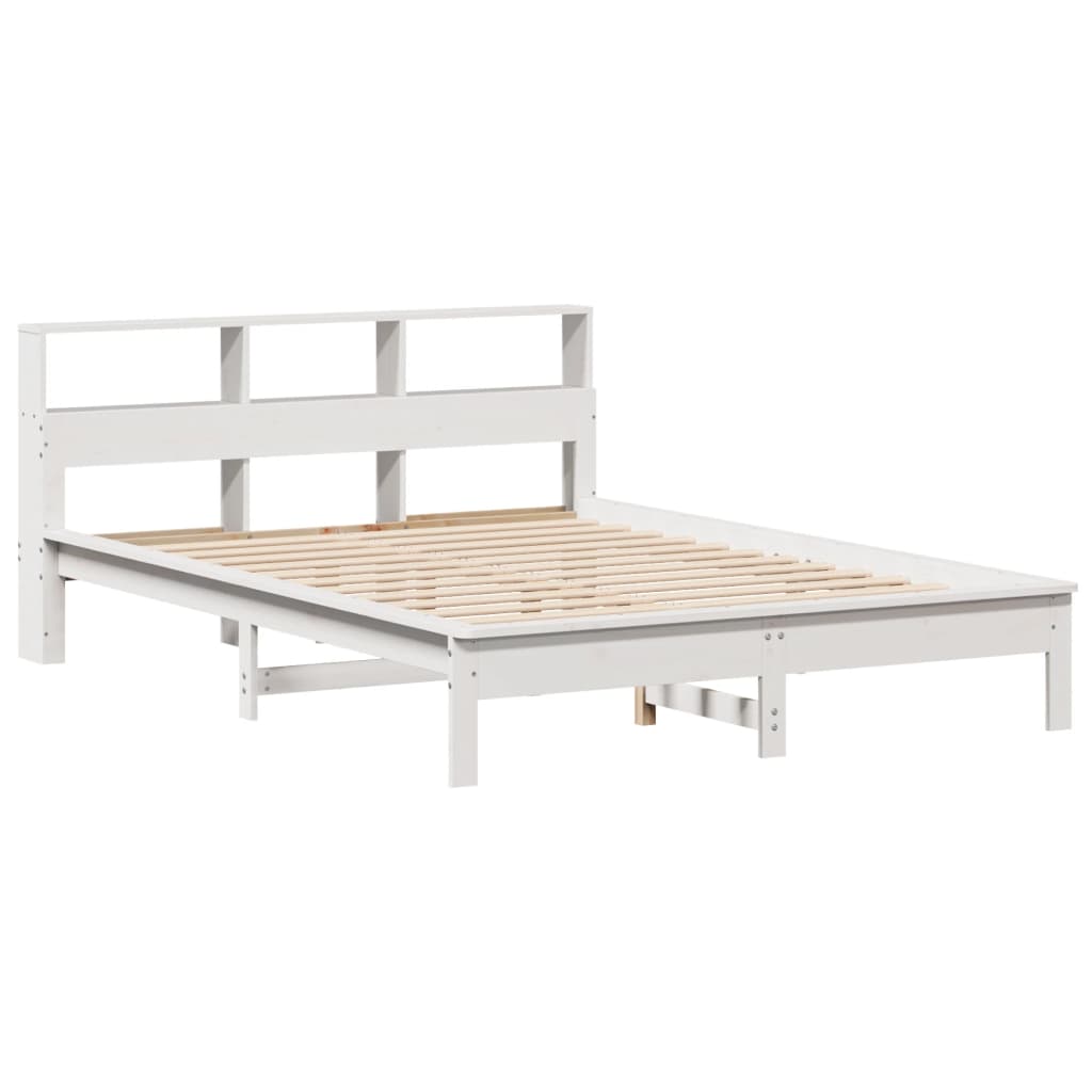sengeramme uden madras 150x200 cm massivt fyrretræ hvid