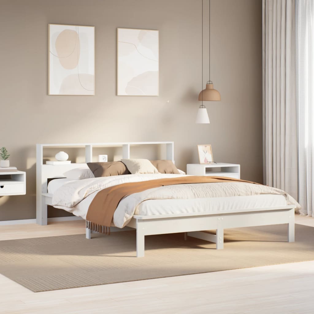 sengeramme uden madras 150x200 cm massivt fyrretræ hvid