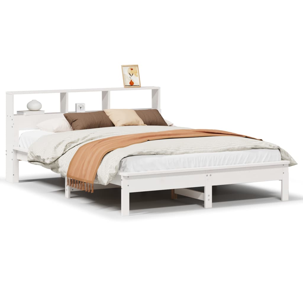 sengeramme uden madras 140x190 cm massivt fyrretræ hvid