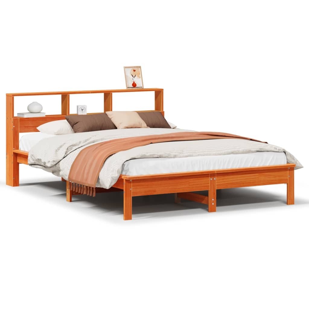 sengeramme uden madras 140x190 cm massivt fyrretræ gyldenbrun