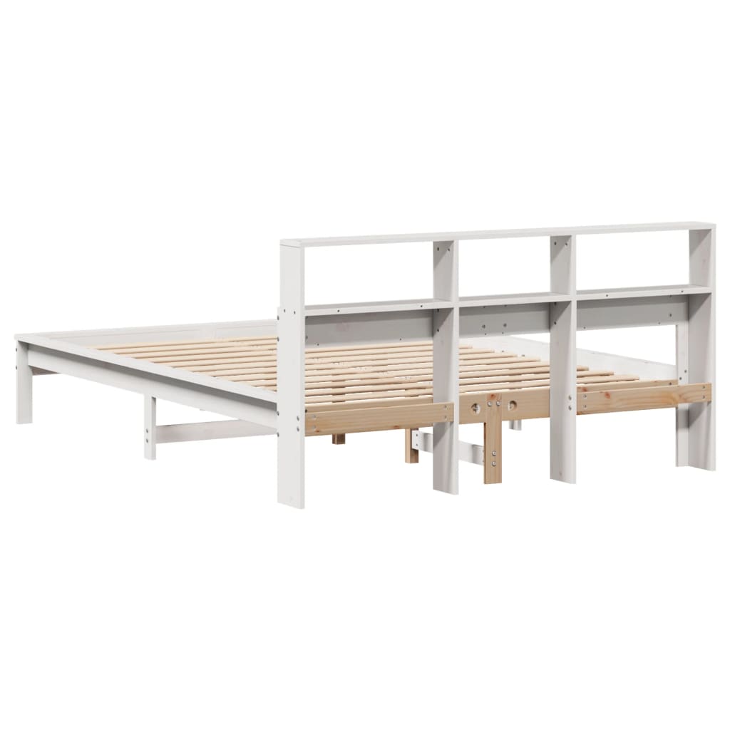 sengeramme uden madras 135x190 cm massivt fyrretræ hvid