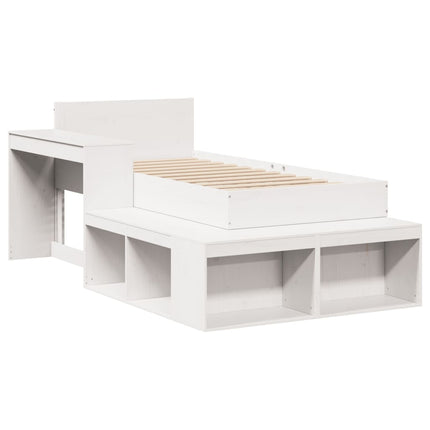sengeramme uden madras 75x190 cm massivt fyrretræ hvid