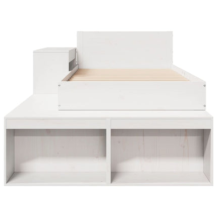 sengeramme uden madras 75x190 cm massivt fyrretræ hvid
