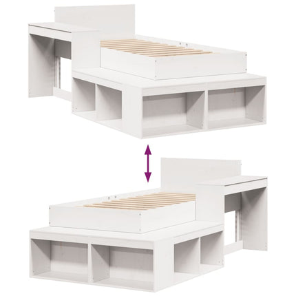 sengeramme uden madras 75x190 cm massivt fyrretræ hvid