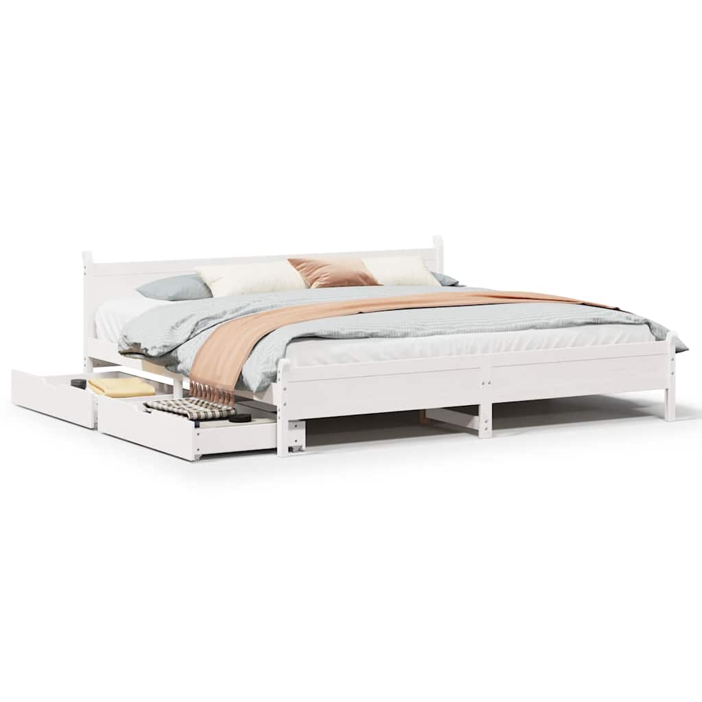 sengeramme uden madras 200x200 cm massivt fyrretræ hvid