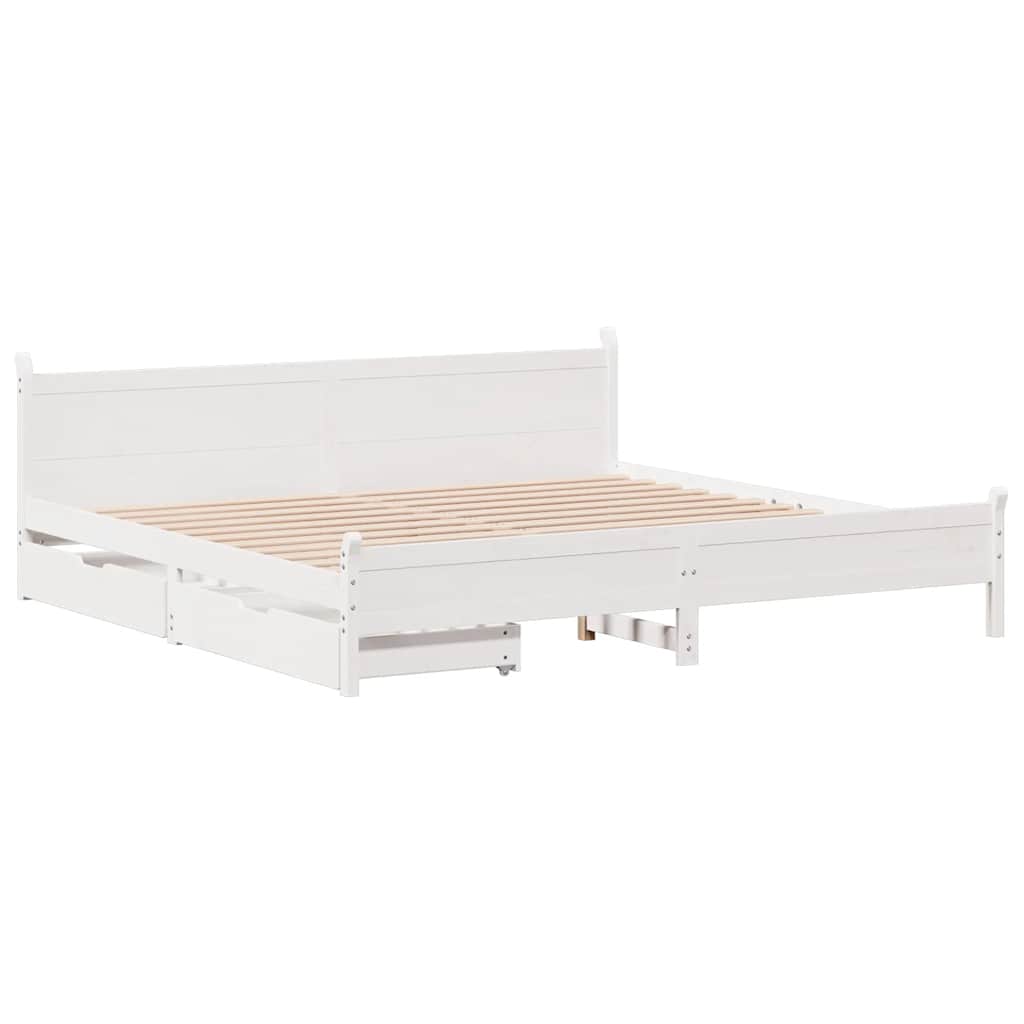 sengeramme uden madras 200x200 cm massivt fyrretræ hvid
