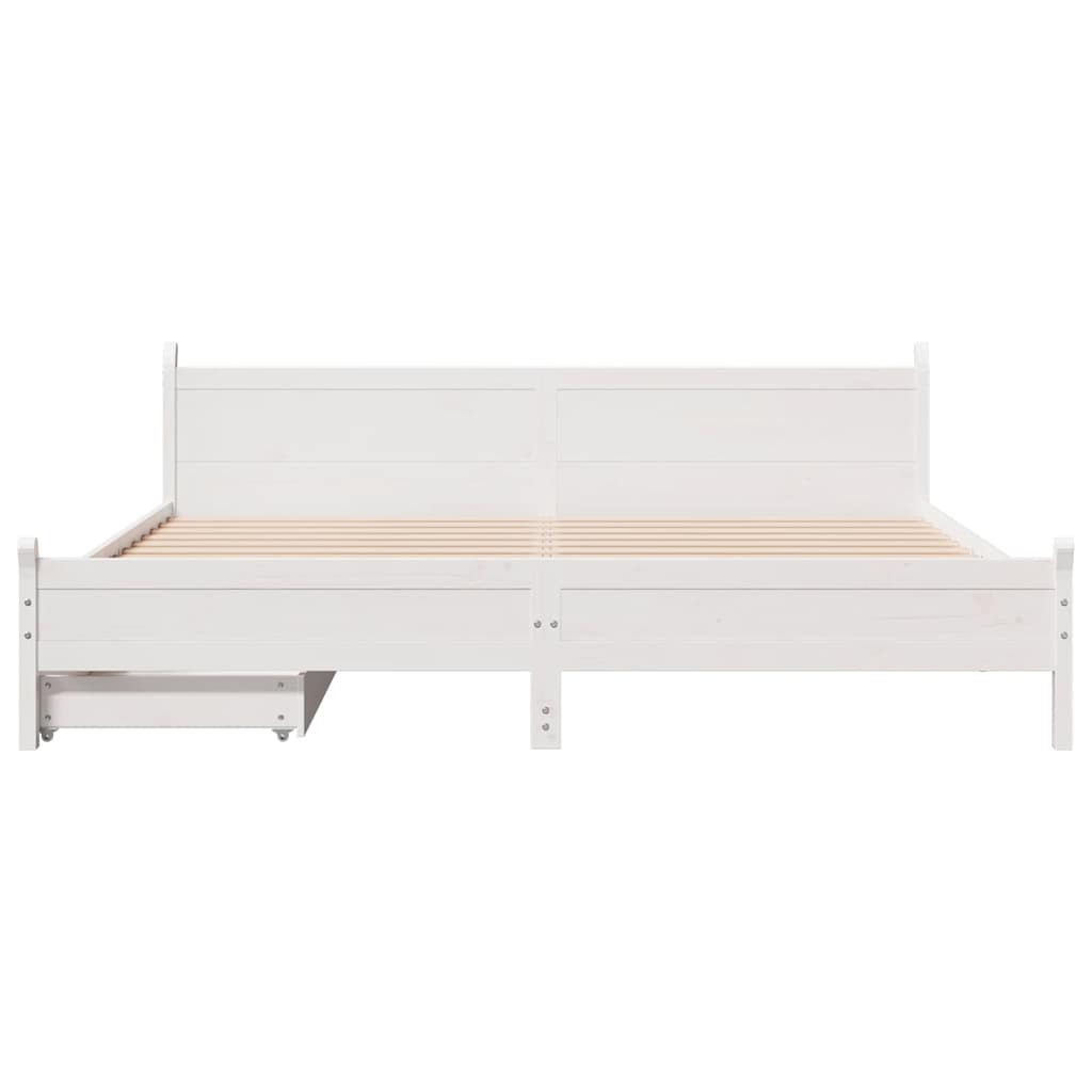 sengeramme uden madras 200x200 cm massivt fyrretræ hvid