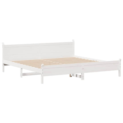 sengeramme uden madras 200x200 cm massivt fyrretræ hvid