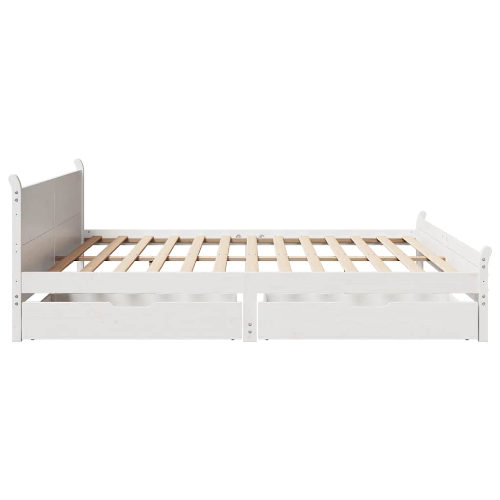 sengeramme uden madras 200x200 cm massivt fyrretræ hvid