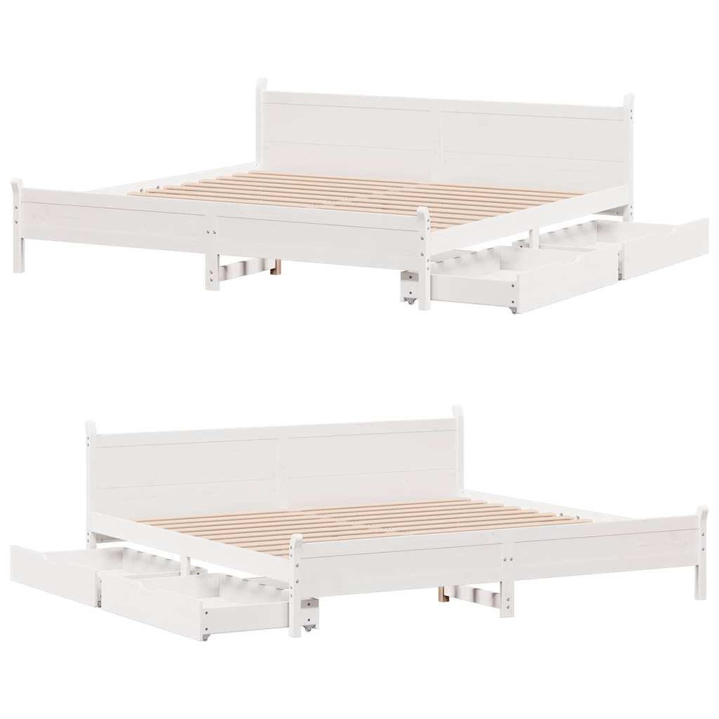 sengeramme uden madras 200x200 cm massivt fyrretræ hvid