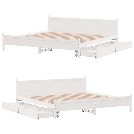 sengeramme uden madras 200x200 cm massivt fyrretræ hvid