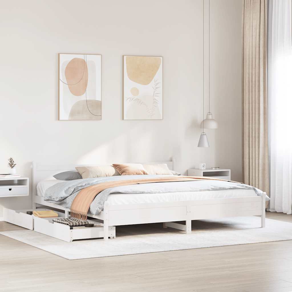 sengeramme uden madras 180x200 cm massivt fyrretræ hvid