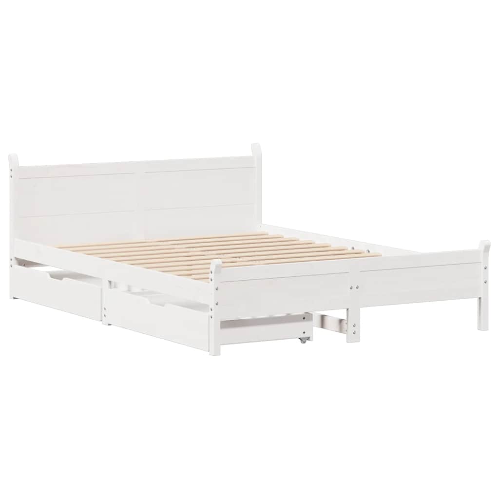 sengeramme uden madras 160x200 cm massivt fyrretræ hvid