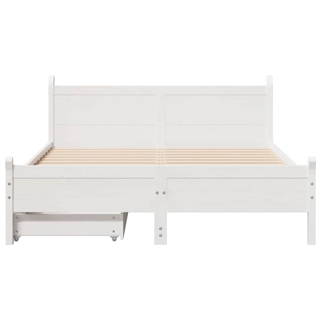 sengeramme uden madras 160x200 cm massivt fyrretræ hvid