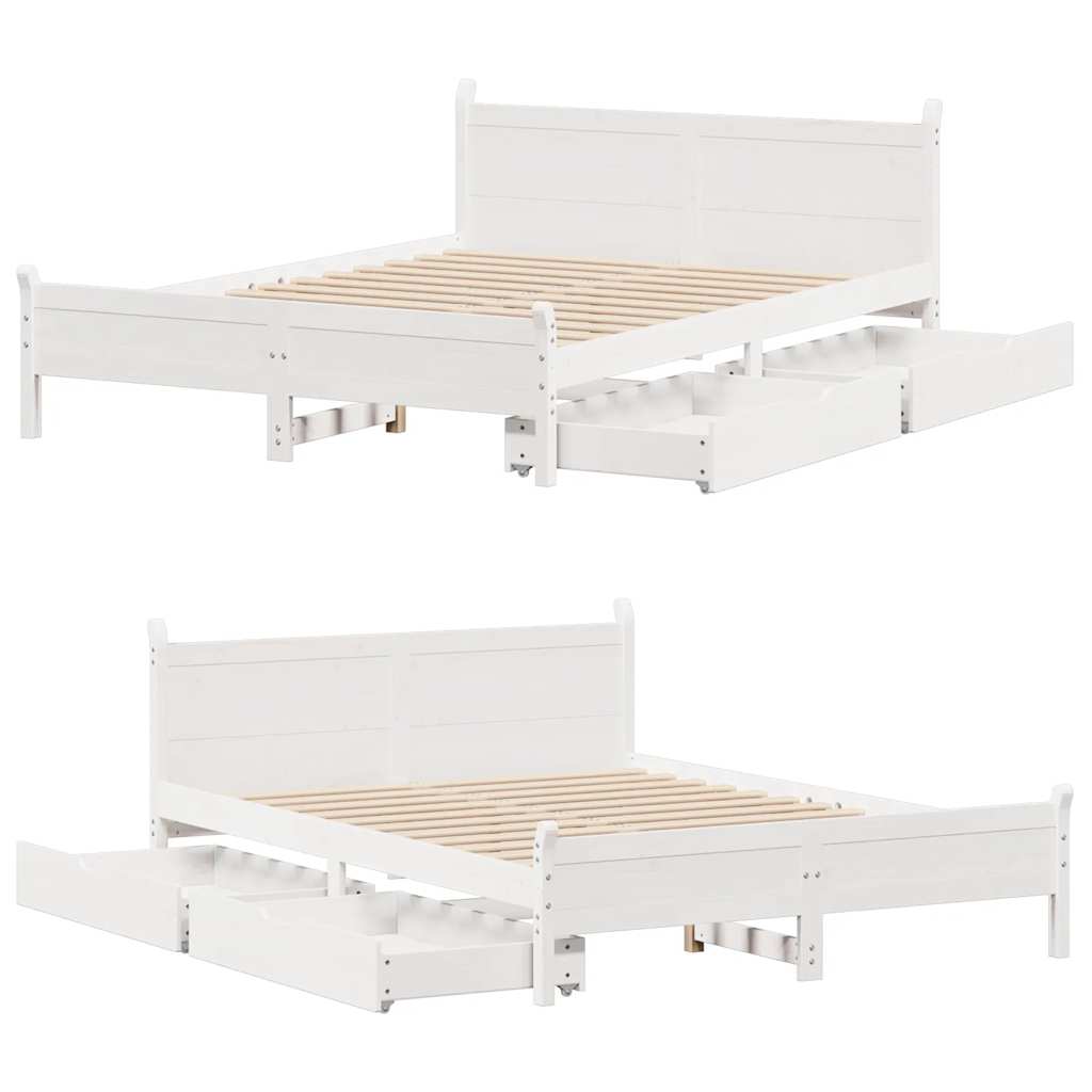 sengeramme uden madras 160x200 cm massivt fyrretræ hvid