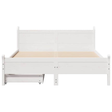 sengeramme uden madras 150x200 cm massivt fyrretræ hvid