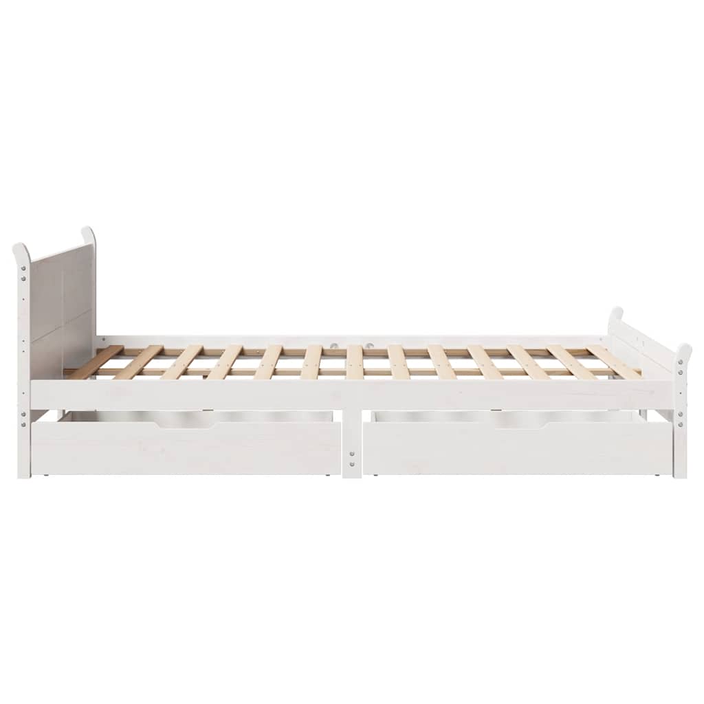 sengeramme uden madras 150x200 cm massivt fyrretræ hvid