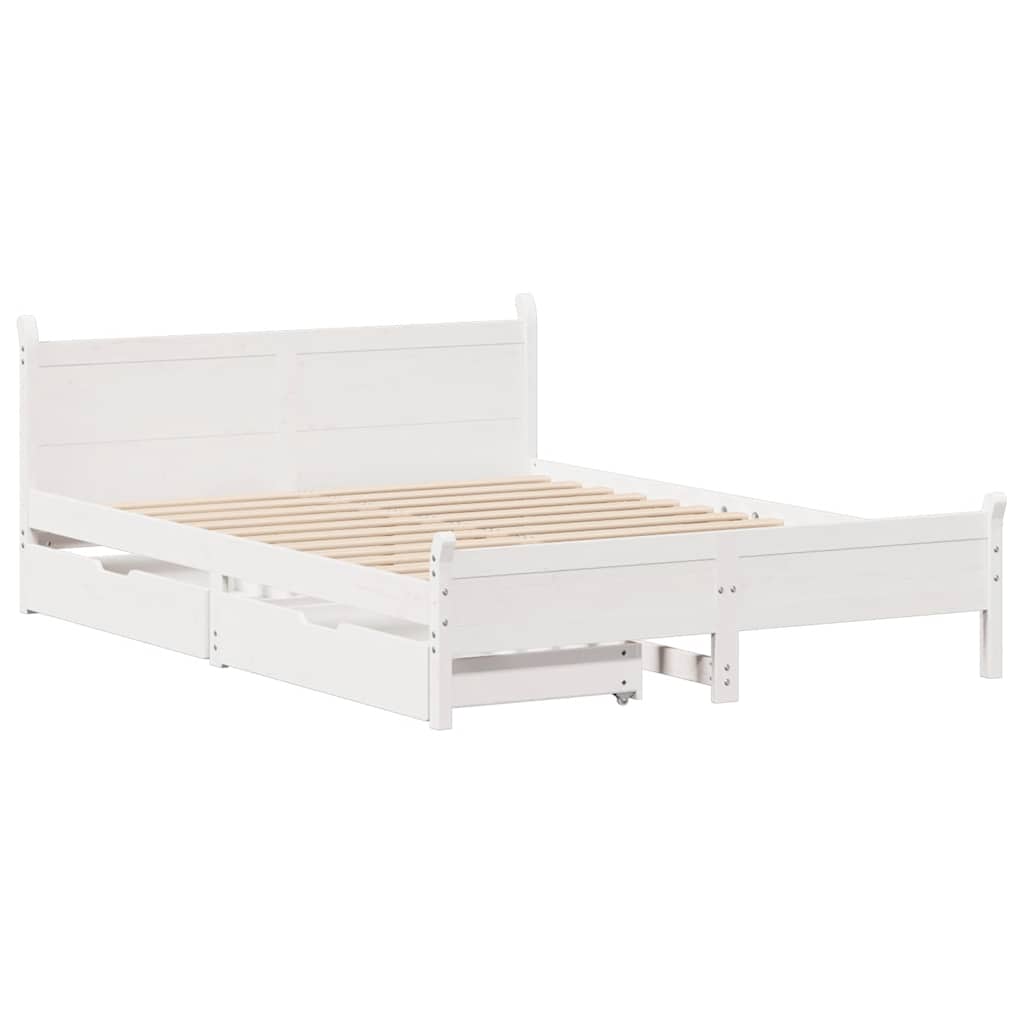 sengeramme uden madras 140x200 cm massivt fyrretræ hvid