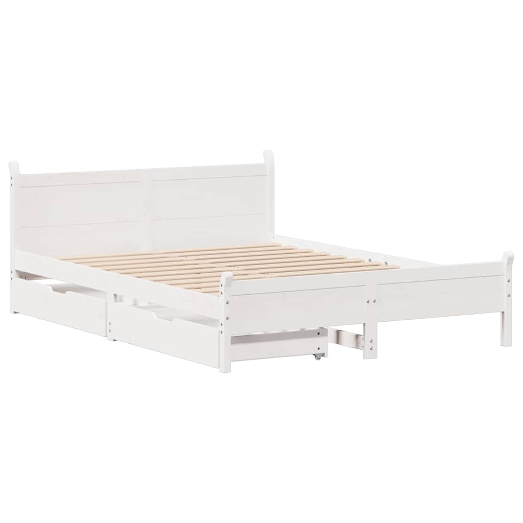 sengeramme uden madras 120x200 cm massivt fyrretræ hvid