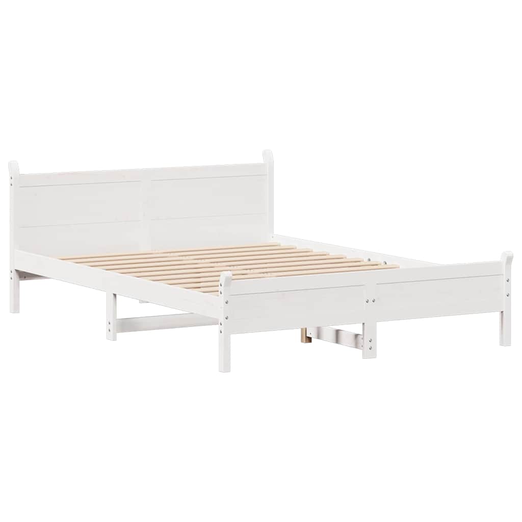 sengeramme uden madras 120x200 cm massivt fyrretræ hvid