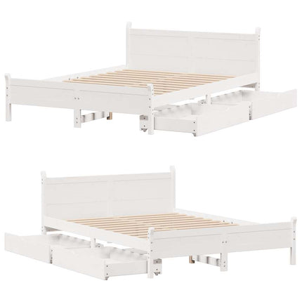 sengeramme uden madras 120x200 cm massivt fyrretræ hvid