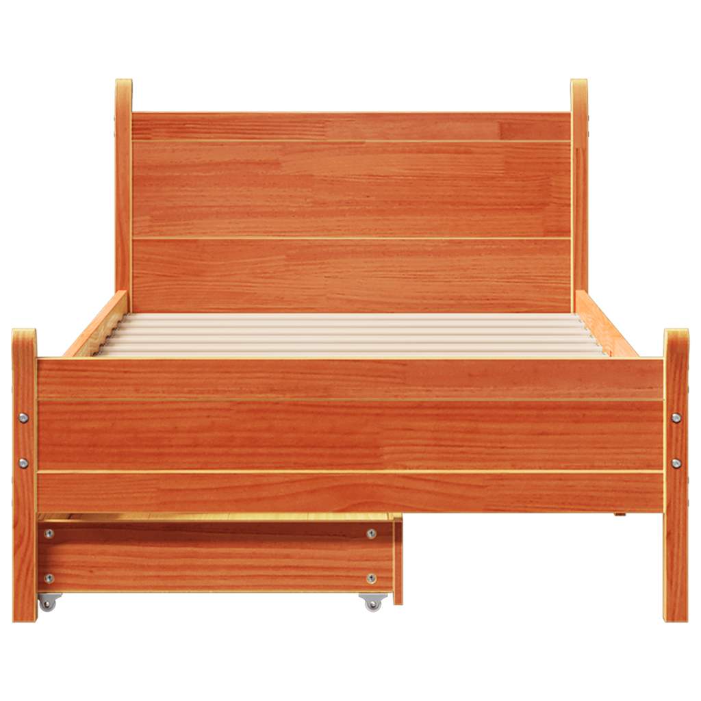 sengeramme uden madras 90x200 cm massivt fyrretræ gyldenbrun