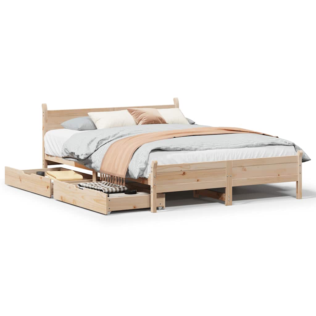 sengeramme uden madras 140x190 cm massivt fyrretræ