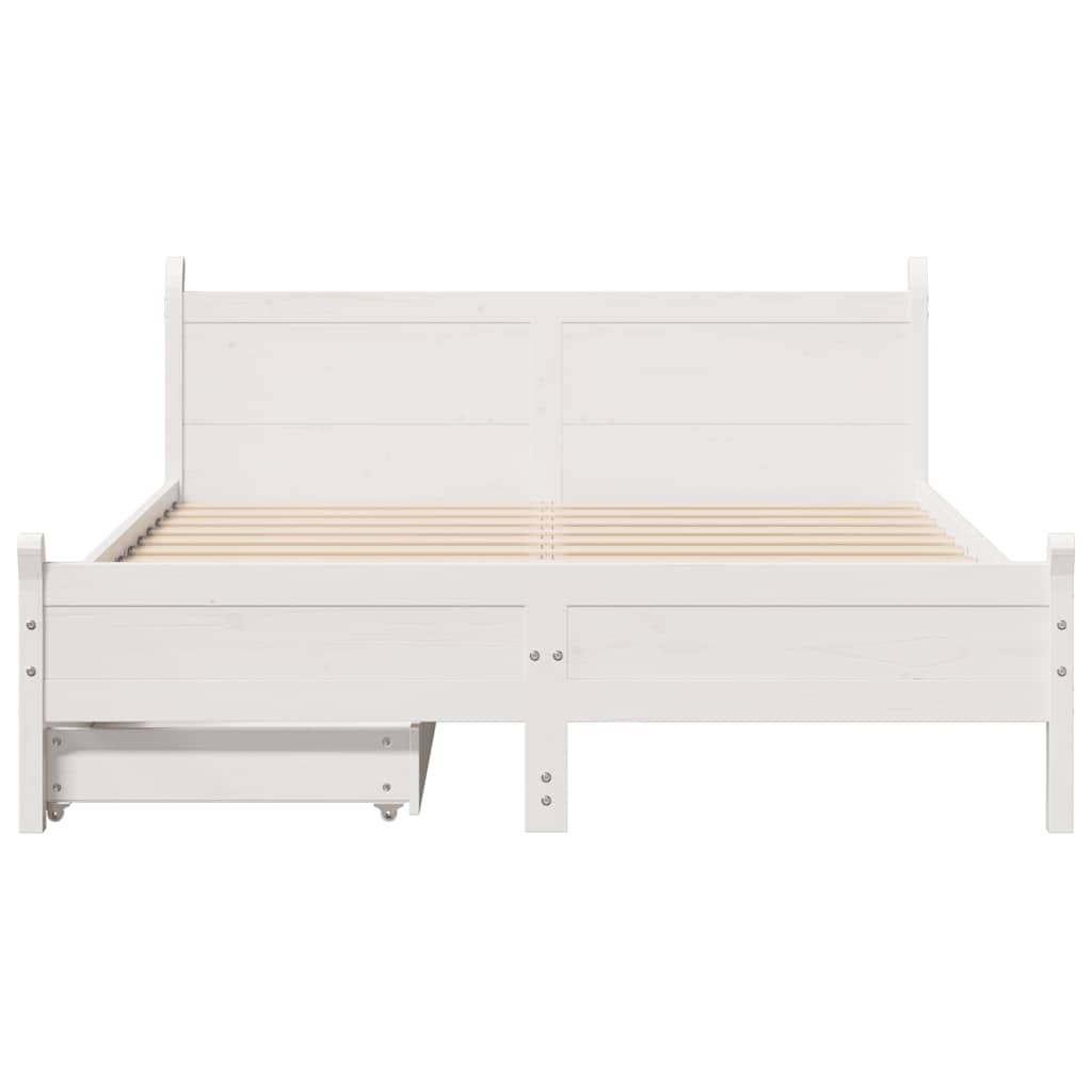 sengeramme uden madras 140x190 cm massivt fyrretræ hvid