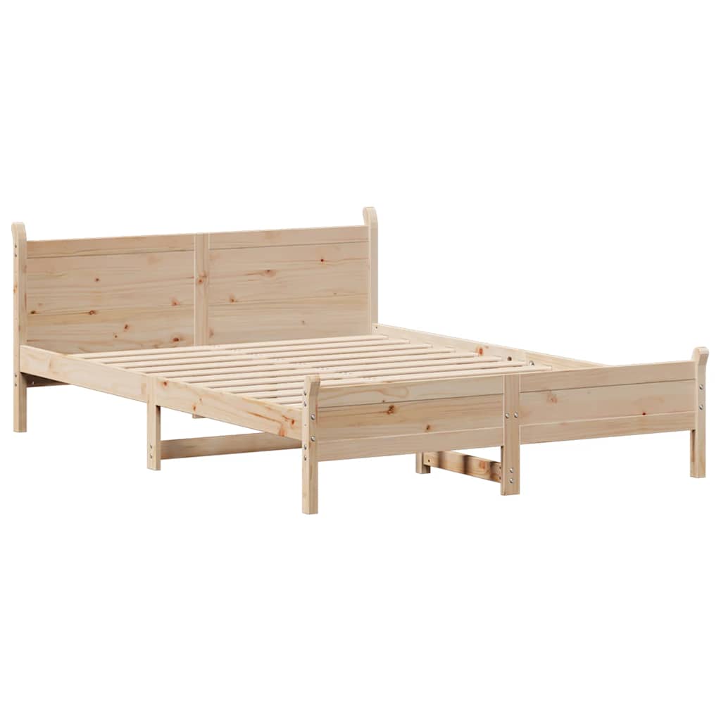 sengeramme uden madras 135x190 cm massivt fyrretræ hvid