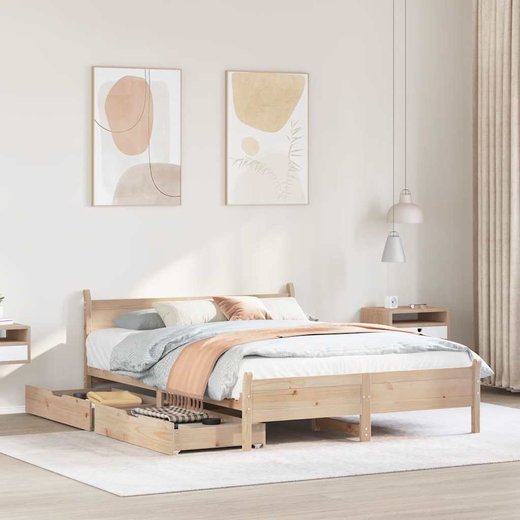sengeramme uden madras 135x190 cm massivt fyrretræ hvid
