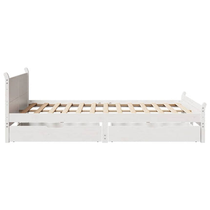 sengeramme uden madras 135x190 cm massivt fyrretræ hvid